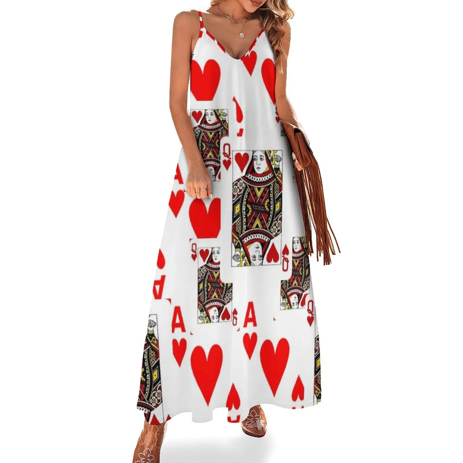 

RED QUEEN OF HEARTS& ACES PLAYING CARDS ARTWORK Sleeveless Dress cute dress dresses women summer 2023