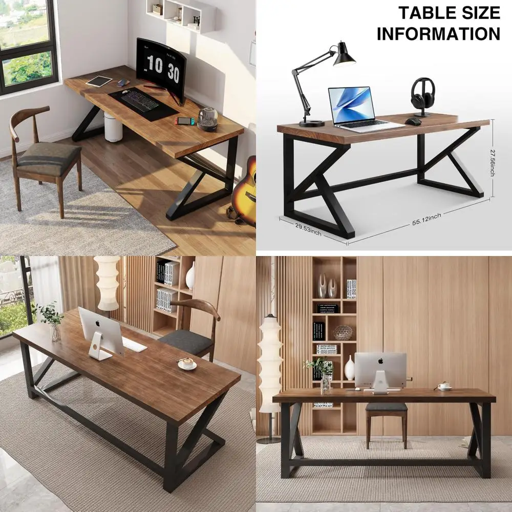 

Large 55-inch Solid Wood Office Desk - Modern, Simple Design for Home and Work, Suitable for Study and Dining