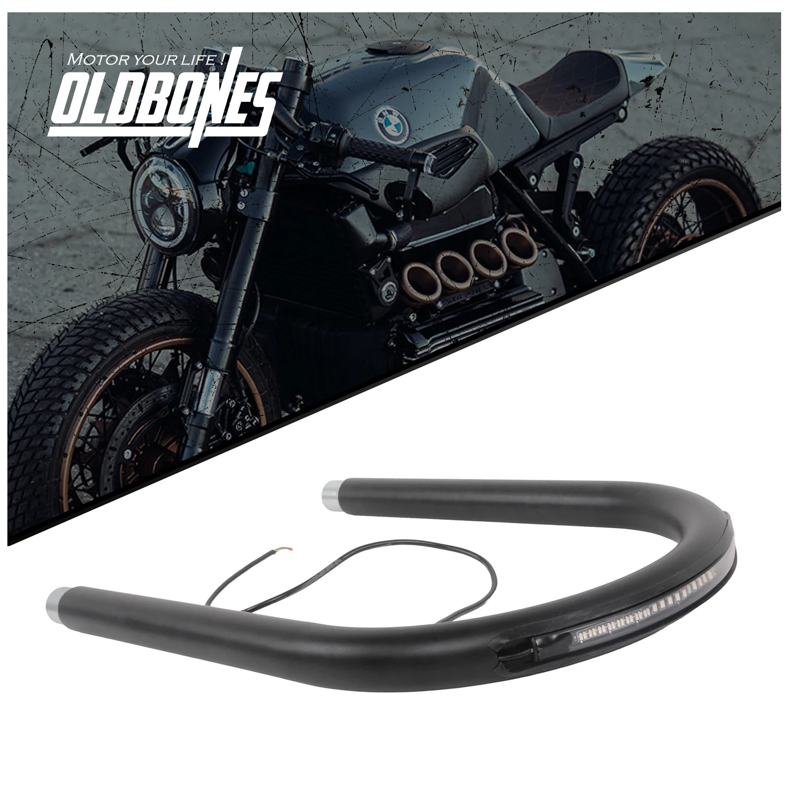 Cafe Racer Rear Seat Tube Loop Frame Hoop Equipped With LED Light Strip For BMW K100 K100LT K100RS K100RT K 100 1985 1984 1983