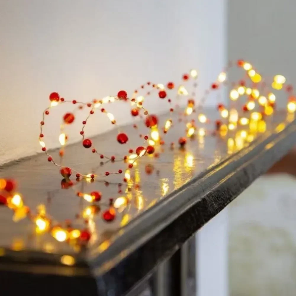 

LED Pearl Copper Wire String Lights 2M 5M Battery Power Garland Home DIY Fairy Lamps for Wedding Party Holiday Decor