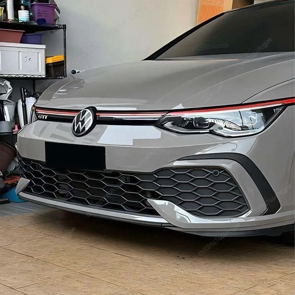 

For VW Golf 8 MK8 GTI / R-Line 2020-2024 ABS Grey Tuning Car Front Bumper Side Splitter Spoiler Trim Fog Light Canard Body Kits