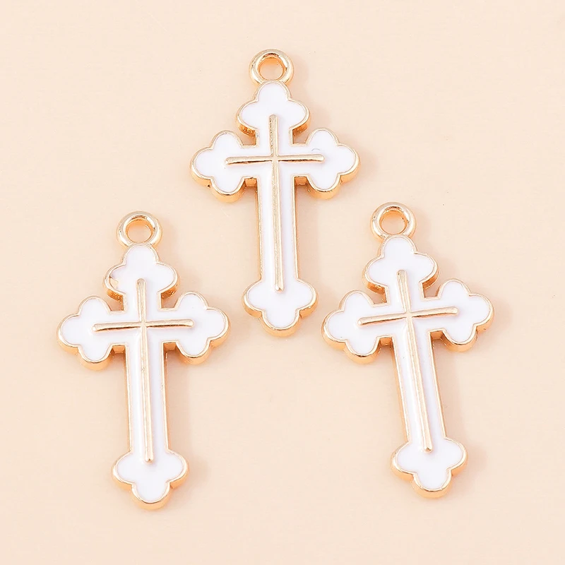 Leslie 10 Stück religiöse Kreuz-Charms-Anhänger für Halskette, Ohrringe, Gold, Silber, vergoldet, Charms, DIY-Schmuckherstellung – Detail 21