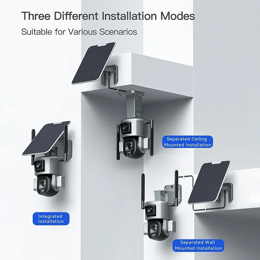 PEGATAH 8MP 4G Wifi Outdoor Solar IP Camera 4K Wireless Dual Lens Solar Panel Human Detect P2P Security Surveillance PTZ Cameras