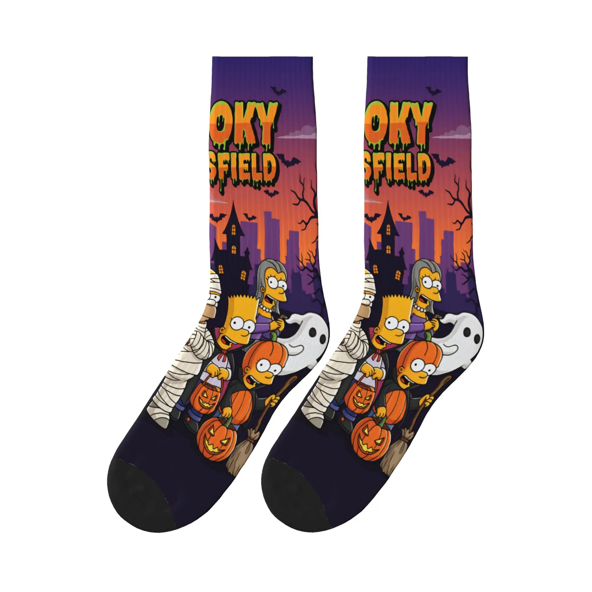 

S-Simpsons Mummy Homer Spooky Springfield Socks Casual Stockings Spring Anti Skid Unisex Men Socks Soft Breathable Running Socks