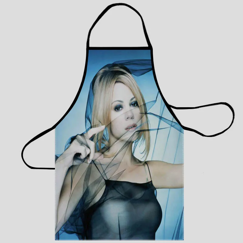 Mariah Carey Print Kitchen Aprons For Women Oxford Fabric Cleaning Pinafore Home Cooking Accessories Apron