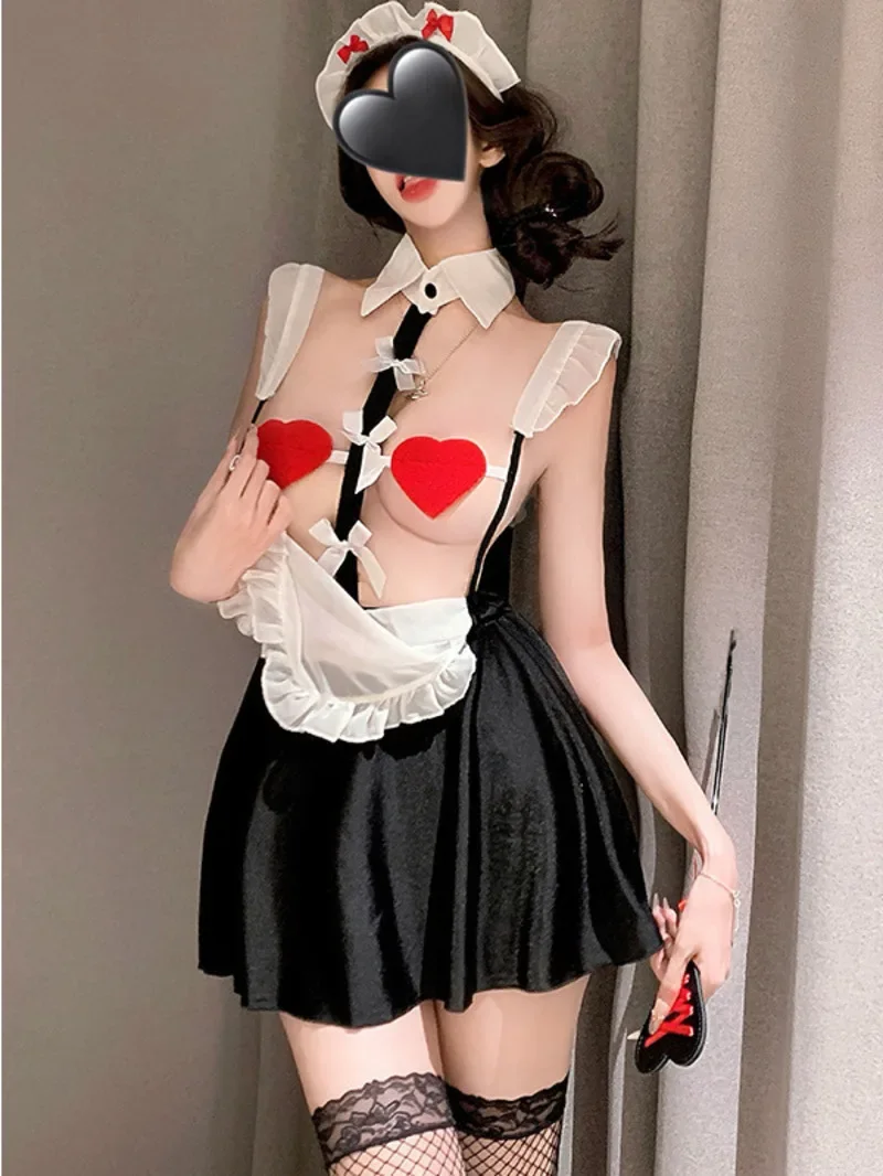 

Сексуальное платье Heart Point Chest Sweet Girl Maid Passionate Hot Sexy Uniform Tempting Pure Desire Dress Elegant Sweet Mini Dress Tops 7NYK