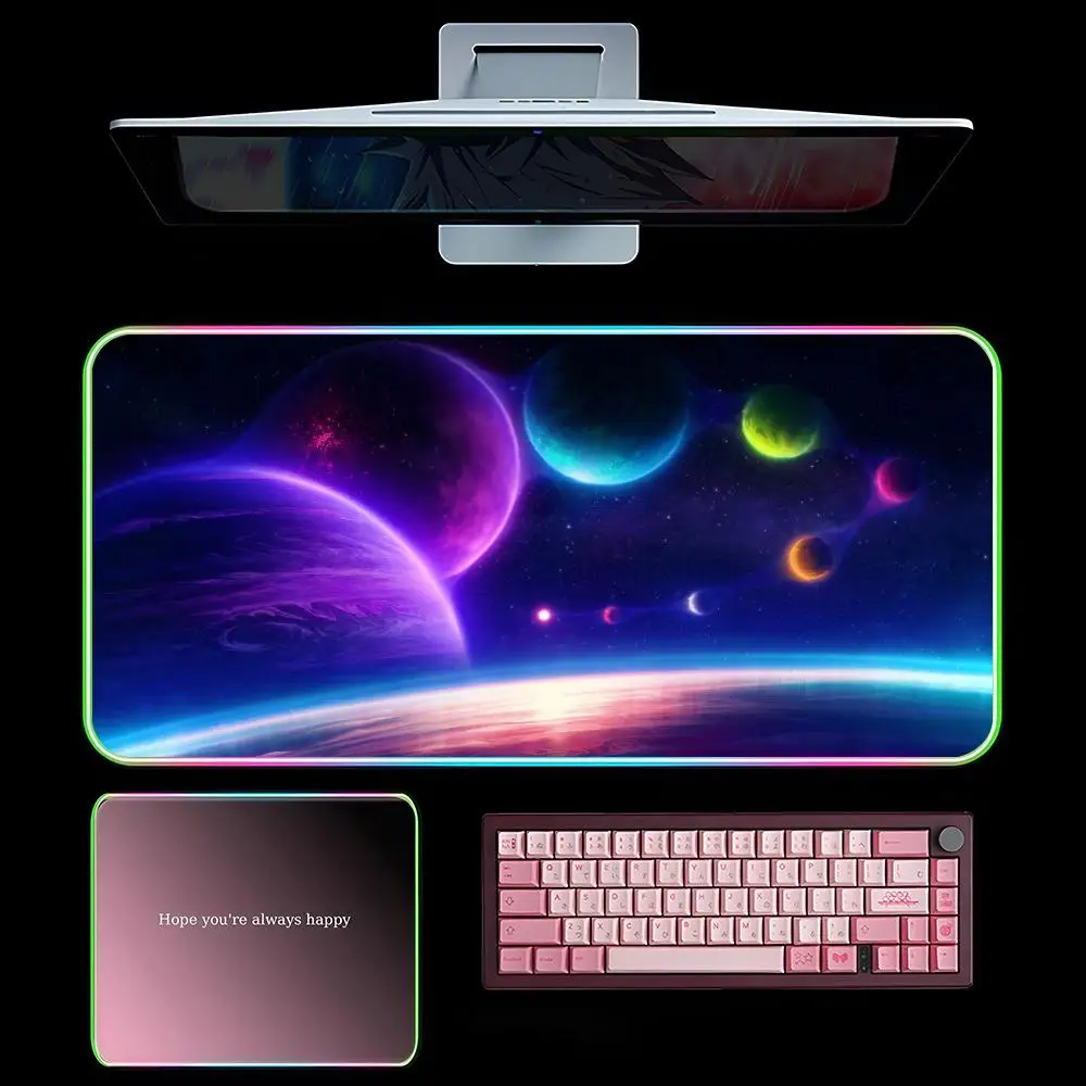 

Маленький коврик для мыши Galaxys, игровой коврик для мыши RGB, светодиодный большой игровой коврик для мыши, коврик для клавиатуры XXL, светящийся настольный коврик с подсветкой
