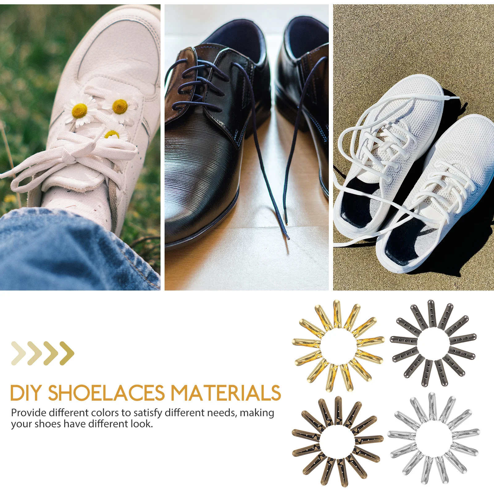 

20pcs Metal Shoelace Tips Replacement Accessories Durable Rustproof Shoe Lace Ends Decorative Rope Tips for Sneakers DIY Colors
