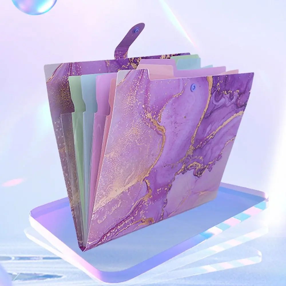 Marble Patterns File Folder Multi Layered Test Paper Storage Organizer PP Material Data File Bag Paintings Collection Book