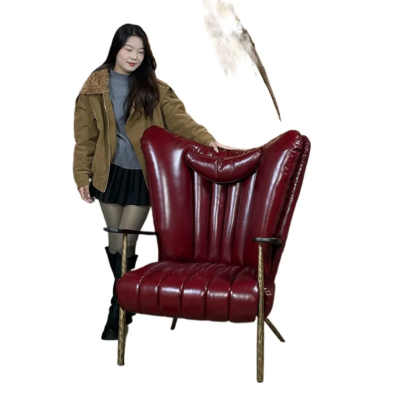 

Medieval oil wax first layer cowhide master chair, retro cigar bar American leisure chair high-end forged solid iron single