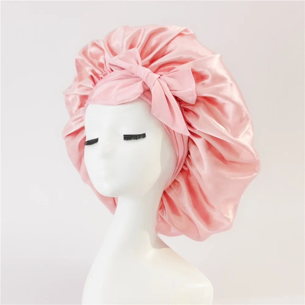 Satin Bonnet Silk Bonnet For Sleeping Hair Bonnet Bow Hat Adjustable Bonne With Tie Band Bonnets For Women Men