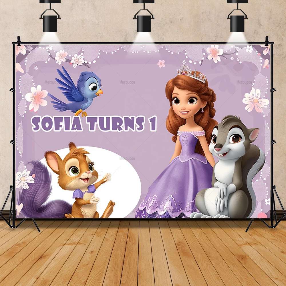 Disney Prinzessin Ssophia Cartoon Kinder Geschenke Geburtstags feier Banner Hintergrund benutzer definierte Baby Mädchen Zimmer Foto Poster Dekor Hintergrund