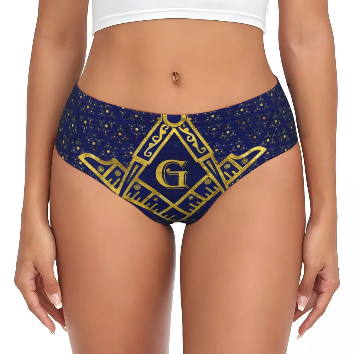 Custom Freemasonry Symbol Brief Panties Womens Stretch Masonic Underwear