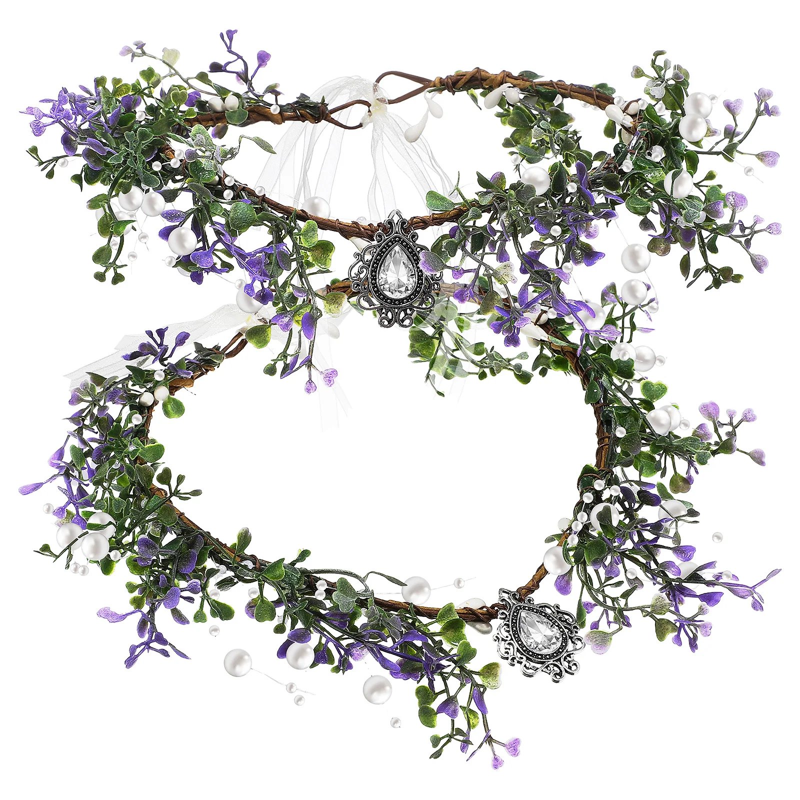 

2 Pcs Crown Headb for Wedding Party Hair Accessories Bride Flower Crown Women Girls Adjustable Lightweight