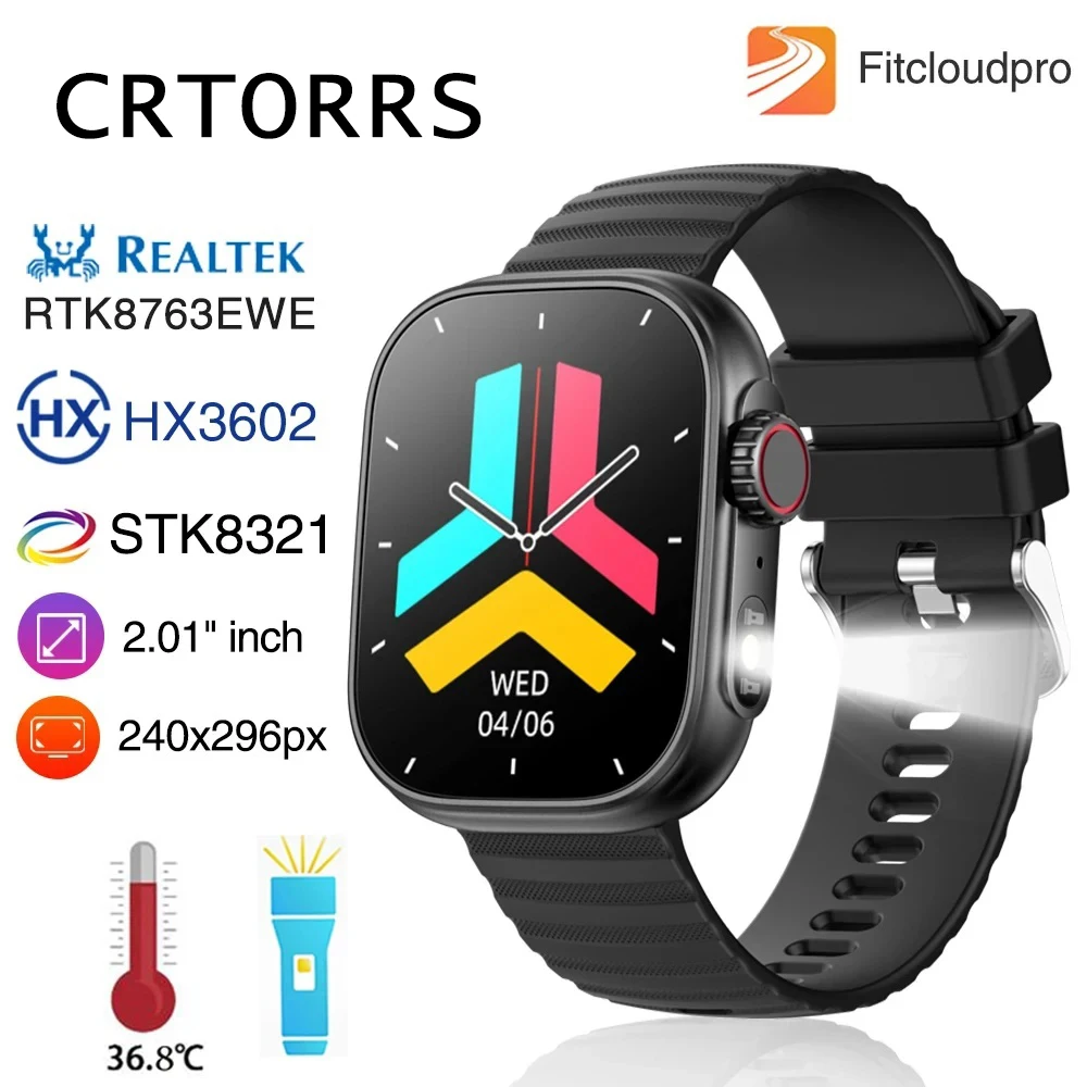 NEW 2.01'' Men Smart Watch Flashlight Temperature Monitor Bluetooth Call Smartwatch Fitness Clock Sports Watches for Women 2024