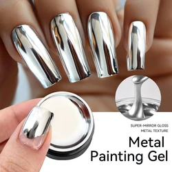 LILYCUTE 7ML Super Bright Metallic Gel Polish Silver Mirrors Effect Line Flower Drawing Painting Gel Polish DIY French Nails Art