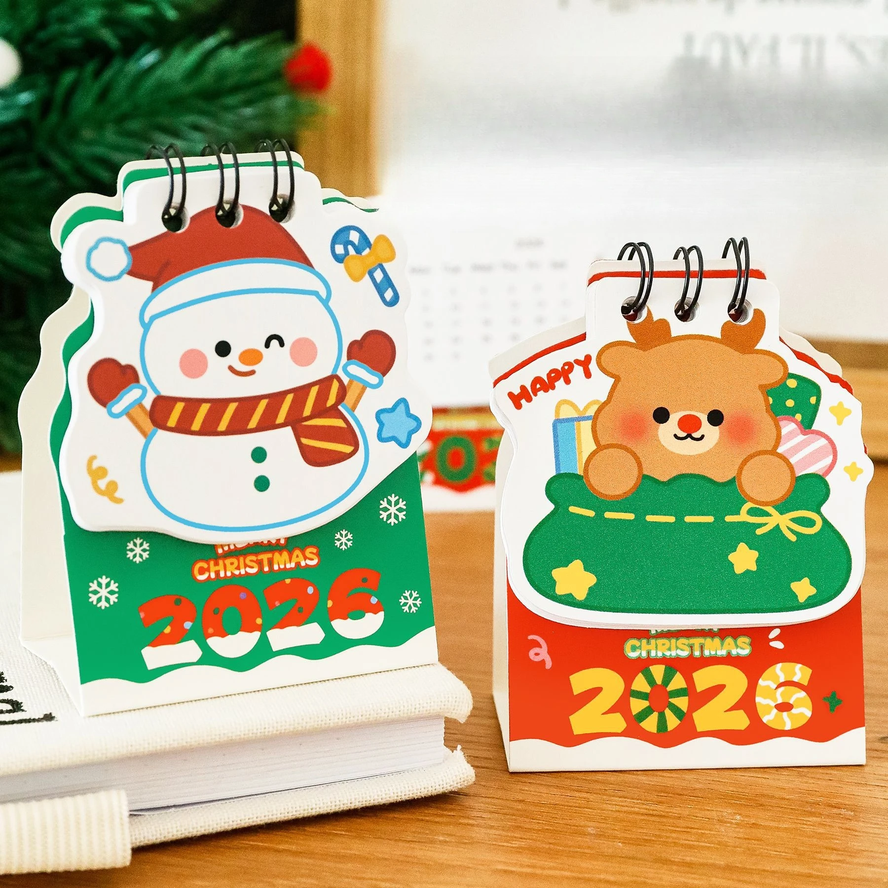 Рождественский настольный календарь, студенческий мультяшный мини-карманный карточный книжка, красивая рождественская атмосфера, небольшой подарок, студенческие призы