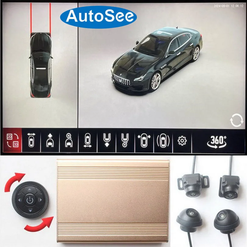 fit OEM monitor for Maserati Ghibli 360 degree camera bird eye panoramic view 3D surround front rear mirror cam parking reverse