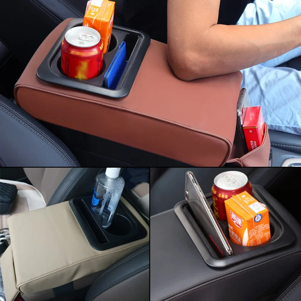 

Car Armrest Cushion Box Auto Accessories With Cup Holder Arm Rest Storager Box Hand Elbow Support Anti-fatigue，Automobile parts