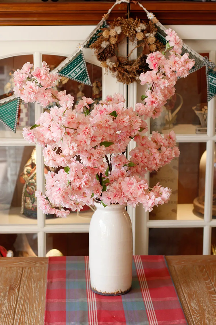 

Simulation Flower Cherry Tree Branches Pink Shooting Props Soft Home Accessories Dining Table Decoration Accessories