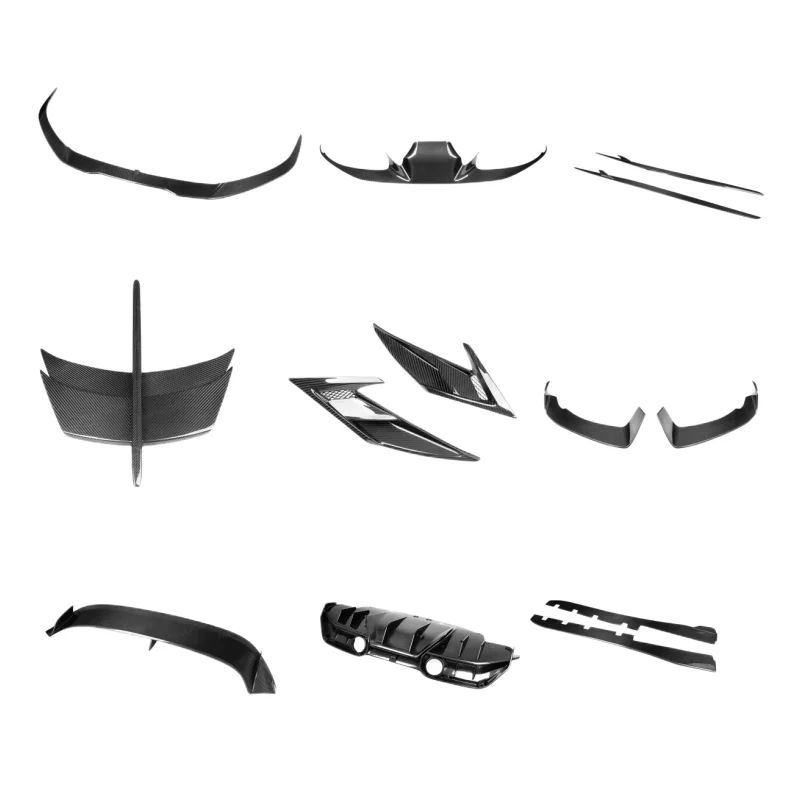 High Quality Dry Carbon Fiber PK Style Front Bumper Lip Side Skirt Rear Diffuser Rear Spoiler Side Vent for Ferrari F8 Body Kit