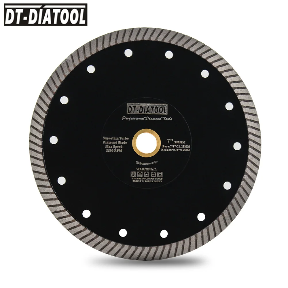 

DT-DIATOOL 1pc Dia 7"/180mm Diamond Cutting Wheel Disc Mesh Turbo Tile Porcelain Marble Grinder Saw Blade Circular Bore 22.23mm