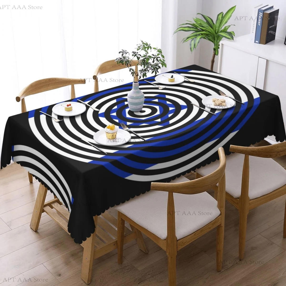 

Rectangular Waterproof Oil-Proof Israel Flag Tablecloth Table Cover 45"-50" Fit Bohemian Geometric Table Cloth