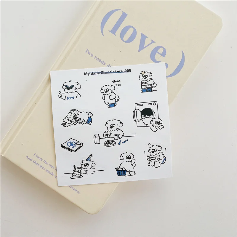 Furry Puppy Cute Stickers Cartoon Brief Strokes Kawaii Scrapbooking Laptop Mobile Phone Stationery Diy Decorative Sticker PVC