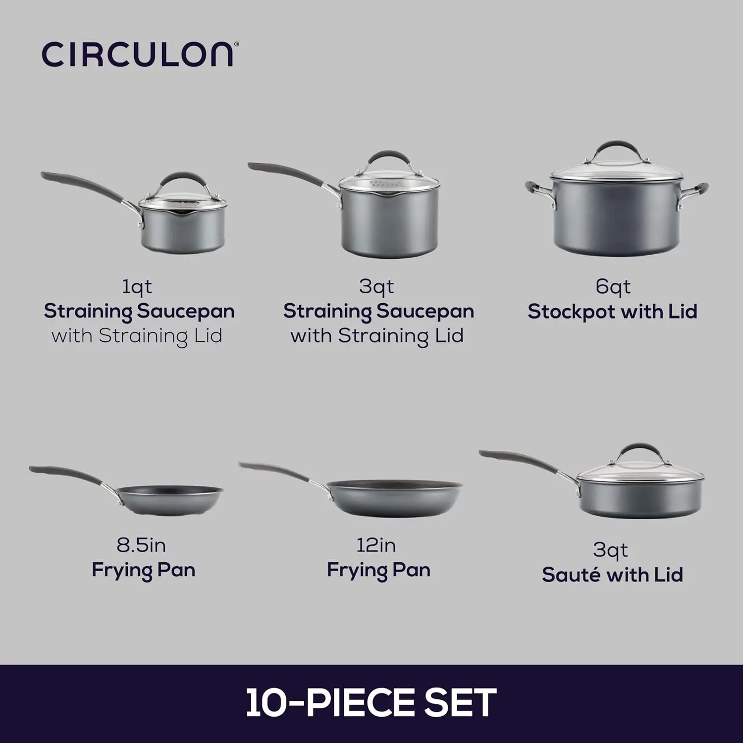 NEW A1 Series with ScratchDefense Technology Nonstick Induction Cookware/Pots and Pans Set, 10 Piece - Graphite