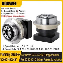 Planetary Gearbox High Precision Helical Gear Flange Output Reducer for Nema 23 34 42 52 Stepper 60 80 90 110 130mm Servo Motor
