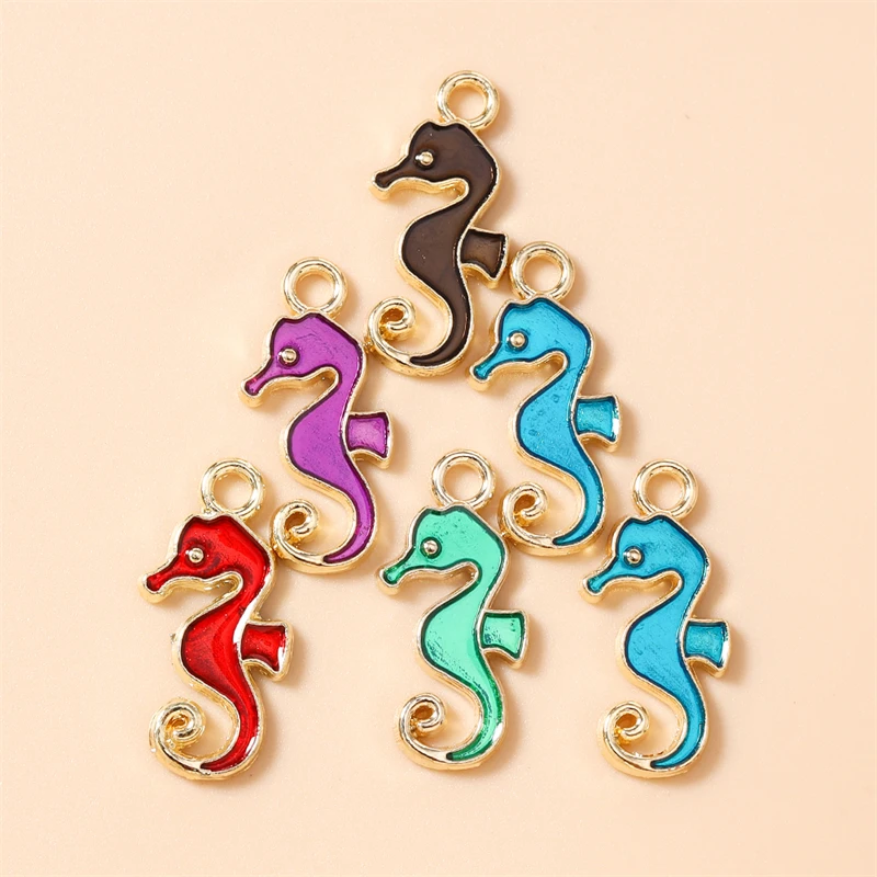20 Stück 10x22mm Cartoon Tier Charms Emaille Seepferdchen Charms Anhänger für Schmuckherstellung Halsketten Ohrringe DIY Bastelzubehör – Detail 11