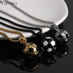 VQYSKO Soccer Ball Necklace Engraved Names Sports Charm Custom Football Pendant Personalized Gift For Friend Jewelry