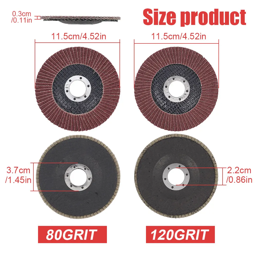 4.5인치 플랩 디스크 40-120 그릿 연마 디스크 4 1/2 다양한 샌딩 연마 휠 알루미늄 산화물 연마 휠