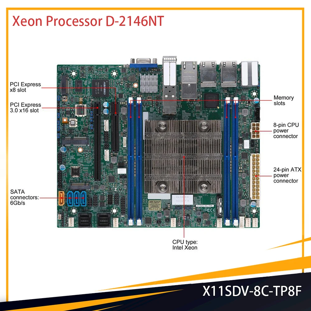 New X11SDV-8C-TP8F Xeon Processor D-2146NT Flex ATX DDR4-2133MHz For Supermicro Motherboard High Quality Fast Ship