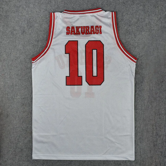 อะนิเมะชุดคอสเพลย์ Shohoku High School No.10 Hanamichi Sakuragi คอสเพลย์ Top เสื้อกั๊ก Jersey Basket