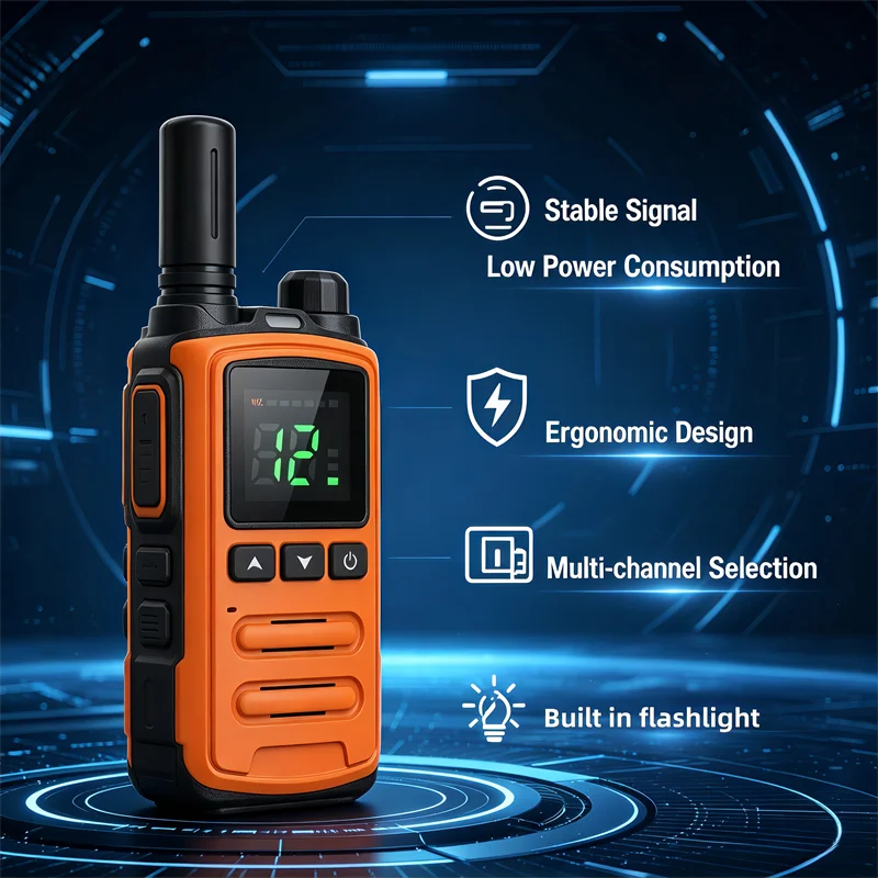 Walkie Talkie 2 Pack with LED Flashlight Long Range Rechargeable Portable 2 Way Radio IP54 Waterproof for Outdoor Camping Hiking
