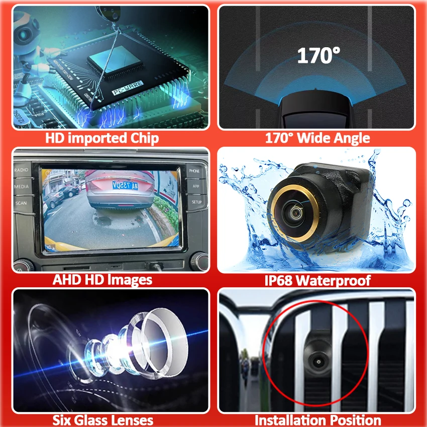 AHD 1920x1080P Car Front View Camera Full HD 170°Fisheye Golden Lens Night Vision For Toyota Camry Daihatsu Altis XV50 2011~2017
