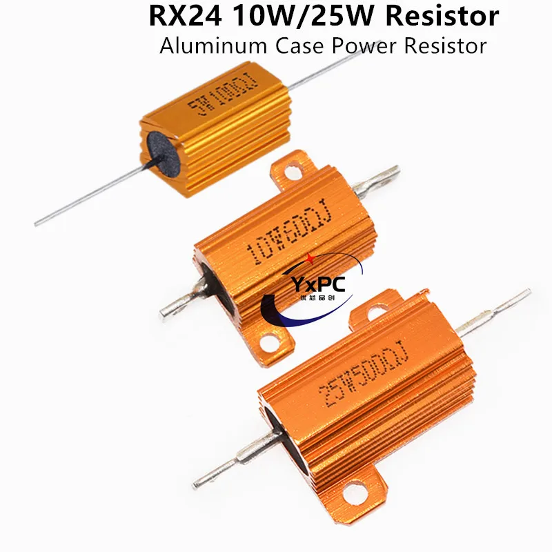 

1PCS 10W 25W Aluminum Power Metal Shell Case Wirewound Resistor 0.01 ~ 30K 1 2 3 5 6 8 10 20 100 150 1K 10K ohm Igmopnrq RX24 5W