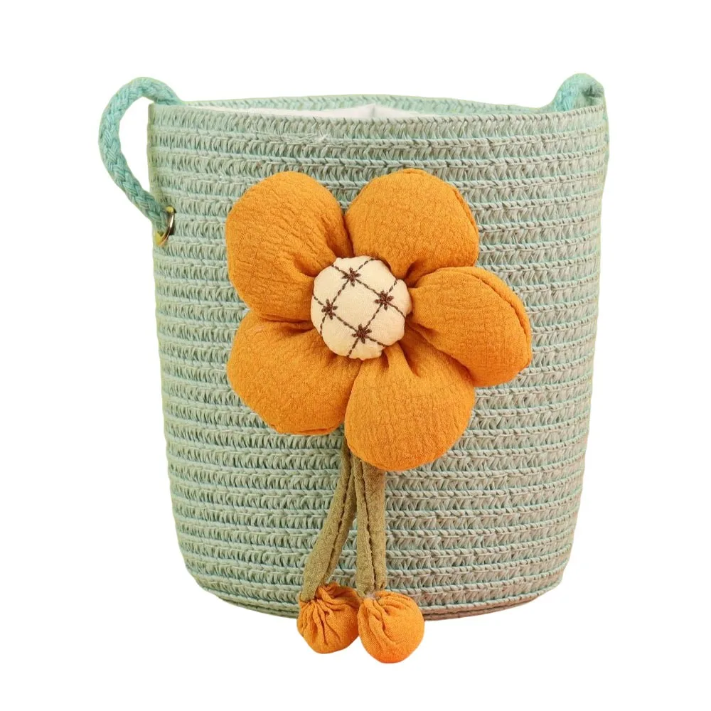 

Сумка-ведро ручной работы, плетеная из соломы, в стиле принцессы, сумка-мессенджер, милый дизайн, с цветочным узором, соломенная сумка для девочек
