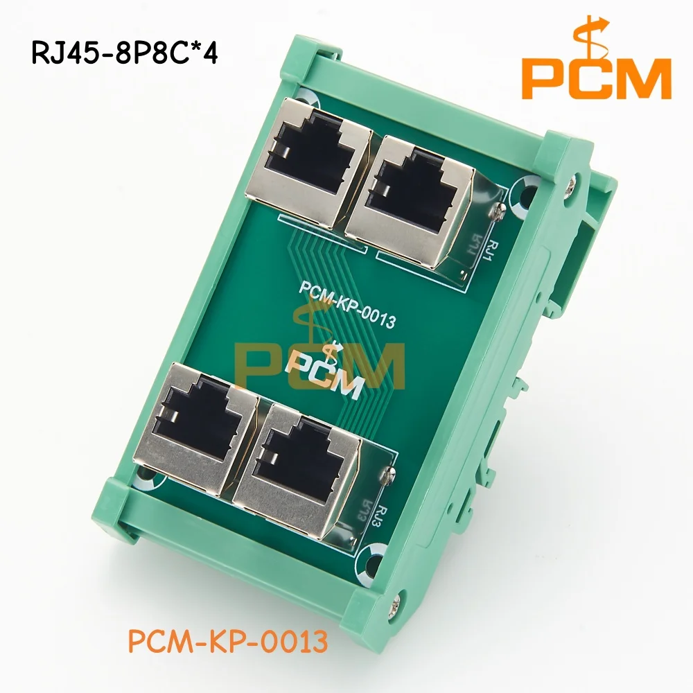 RJ45 8P8C 4 Port DIN Rail Mount Module Ethernet Network Interface Adapter for Industrial Automation & PLC Cabinet