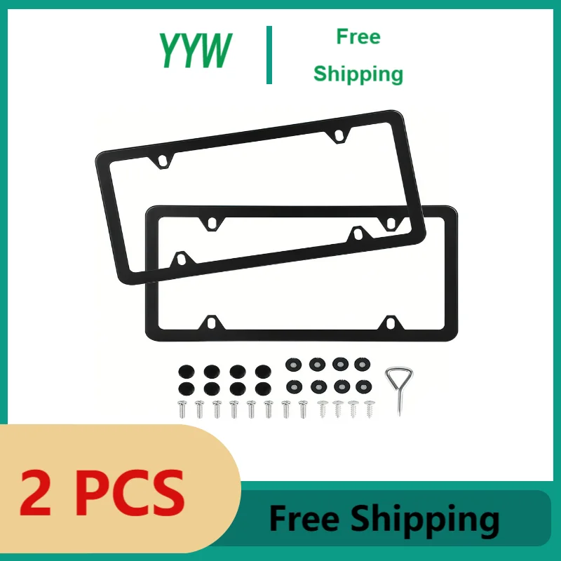 

2 шт., крышка рамки номерного знака автомобиля из нержавеющей стали, подходит для транспортных средств США, нержавеющий держатель номерного знака с болтами, колпачки шайбы