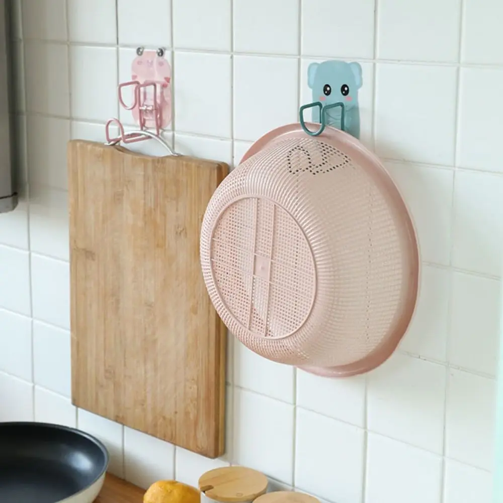 Stainless Steel Cartoon Washbasin Hooks Wall-Mounted Punch-free Wash Basin Hook Cute Space-Saving Basin Storage Rack