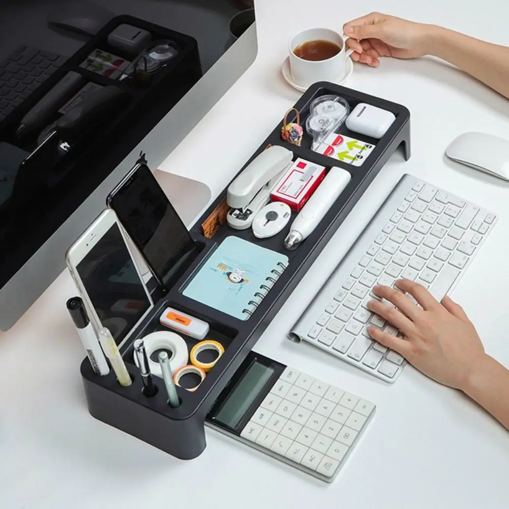 Modern Large Capacity Desk Keyboard Storage Rack Multifunction Plastic Desktop Storage Holder Desk Organizer Home/Office