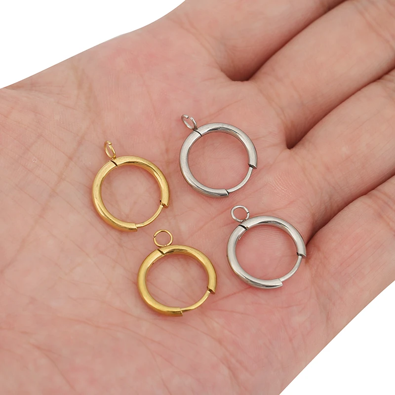 10 قطعة PVD أبدا تتلاشى أقراط السنانير صنع 16 مللي متر هيبوالرجينيك الفولاذ المقاوم للصدأ القرط المشابك سلك لمستلزمات نتائج المجوهرات #3