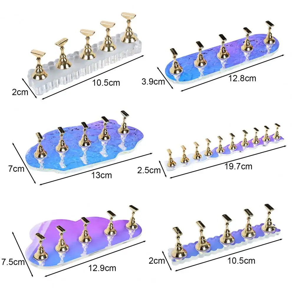 磁気ネイルホルダー,偽物のヒント,クリスタルベース,アートサロン用,5ピース/セット