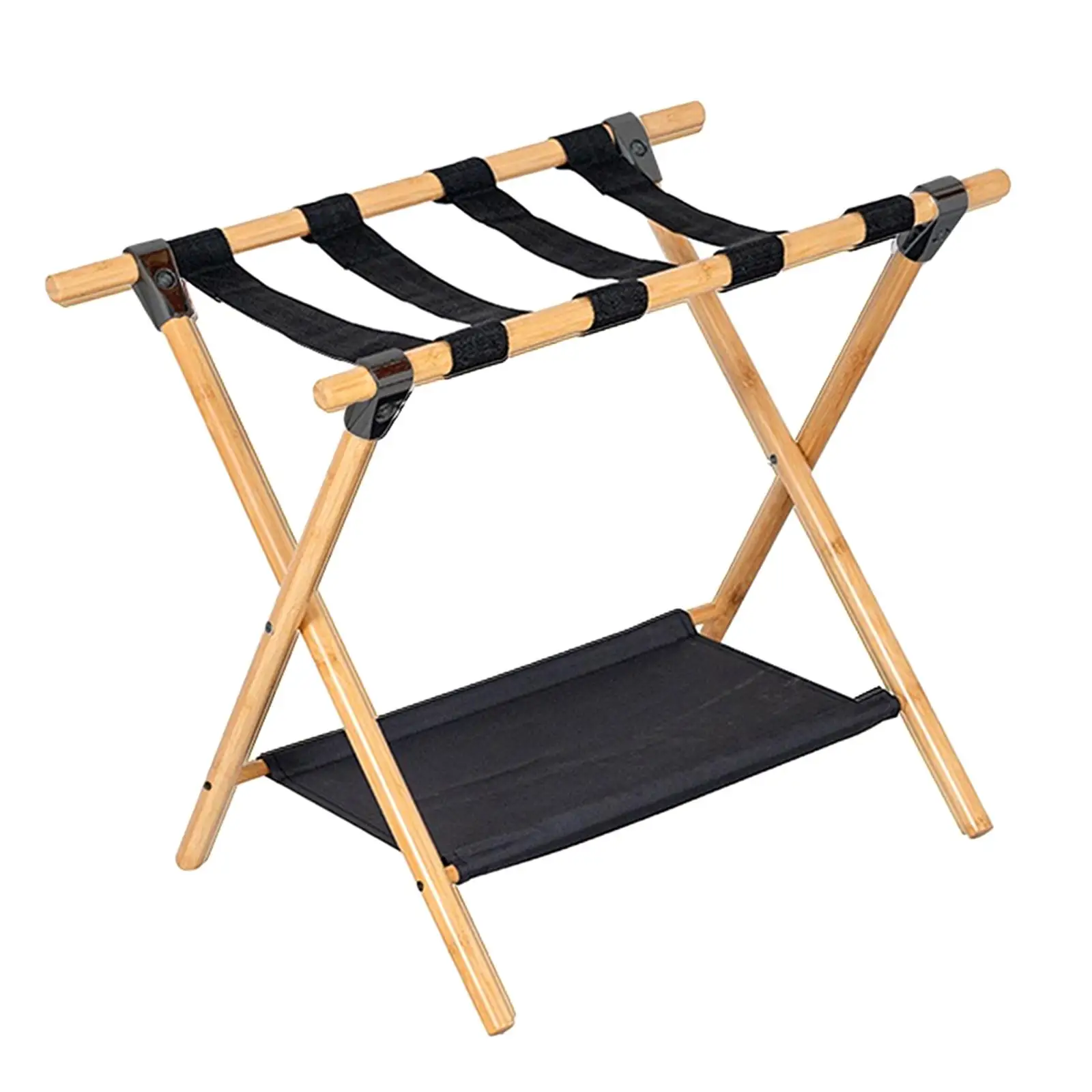 Faltbarer Gepäckträger, Kofferständer, robust, für Hotelreisen, zweistufiges Regal, Gepäckhalter, Organizer, Reisetaschenhalter