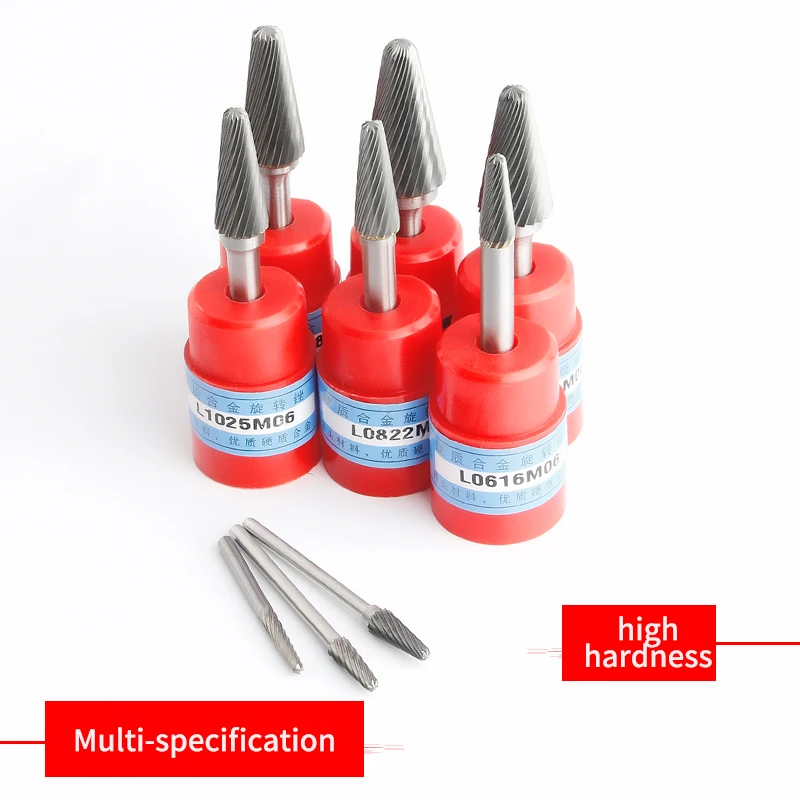 1pcs L-type Tungsten Steel Hard Rotary Alloy Metal Grinding Head Boring Cutter Conical Dome Rotary Files