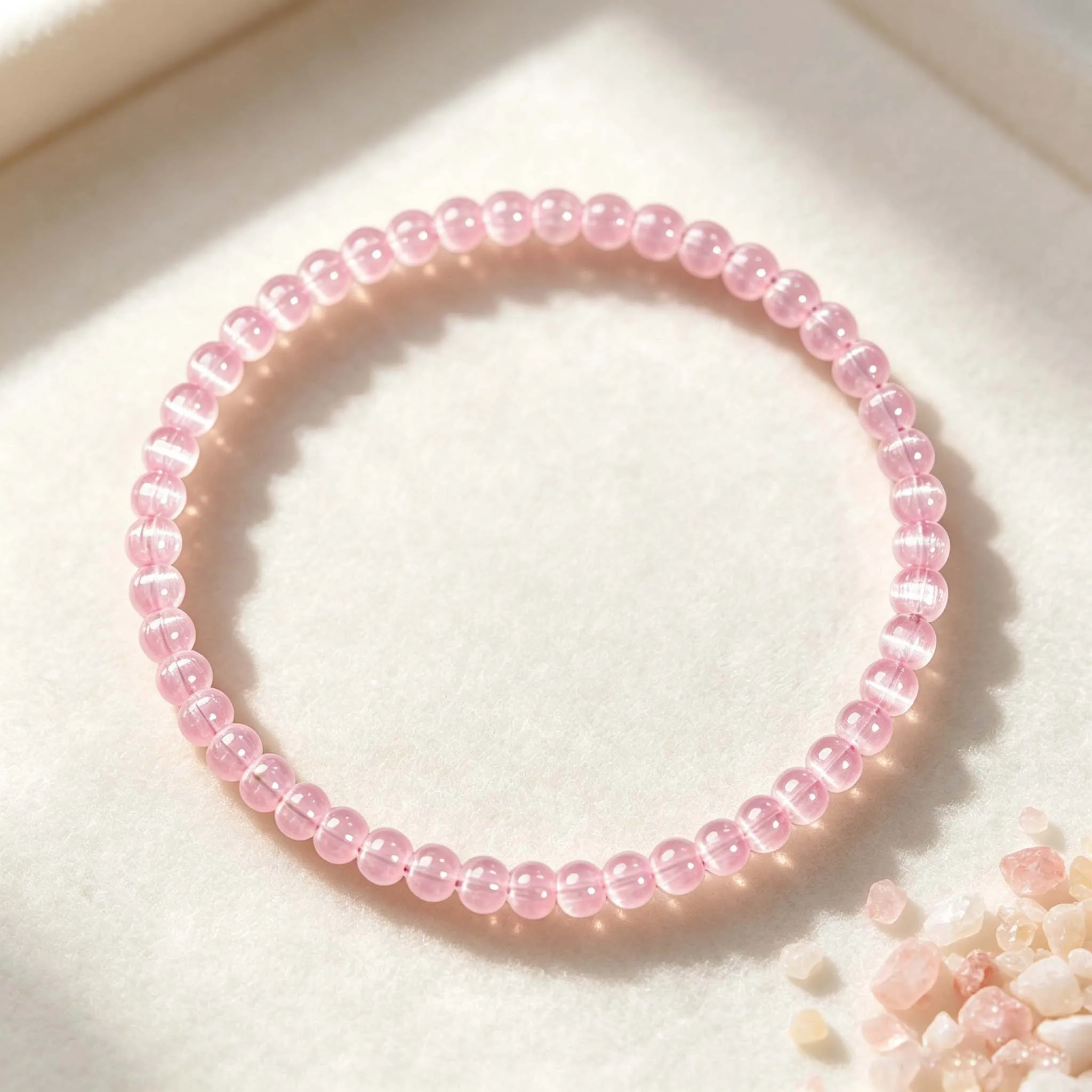 1pc Handmade 4mm light pink cat eye bead bracelet, helpful for charm and romantic atmosphere, suitable for Valentine's Day gifts