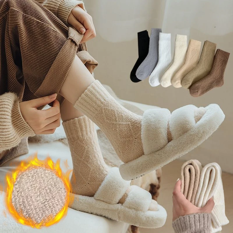 الشتاء سميكة جوارب من الصوف. المرأة تنفس مريحة أفخم منخفضة أنبوب الثلوج الجوارب الكورية بسيطة الدافئة الكشمير الجوارب #2