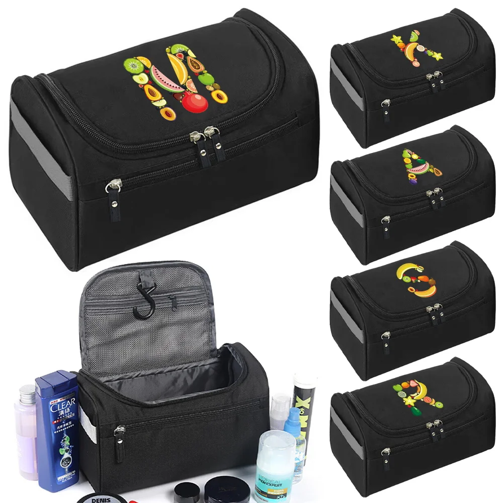 2023 MakeUp Wash Pouch Women Travel Toiletry Bag Hook Cosmetic Bags Men Zipper Handbag Make Up Case Fruit Letter Print Organizer